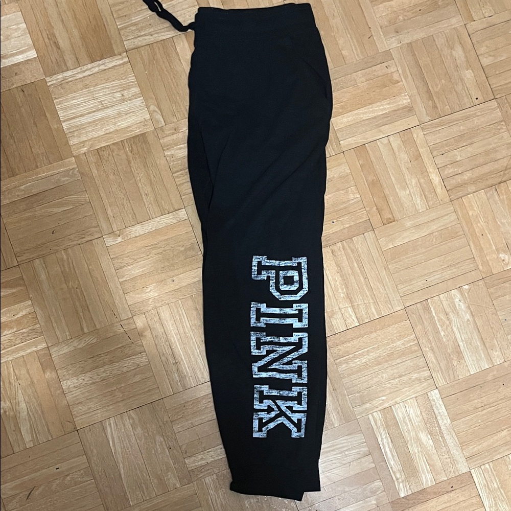 PINK Victoria's Secret Black Joggers with Logo